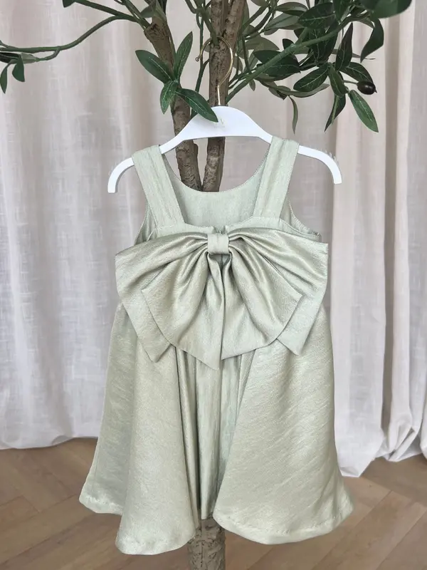 Sage green bow-back party dress — Teter Warm CG01 Australia